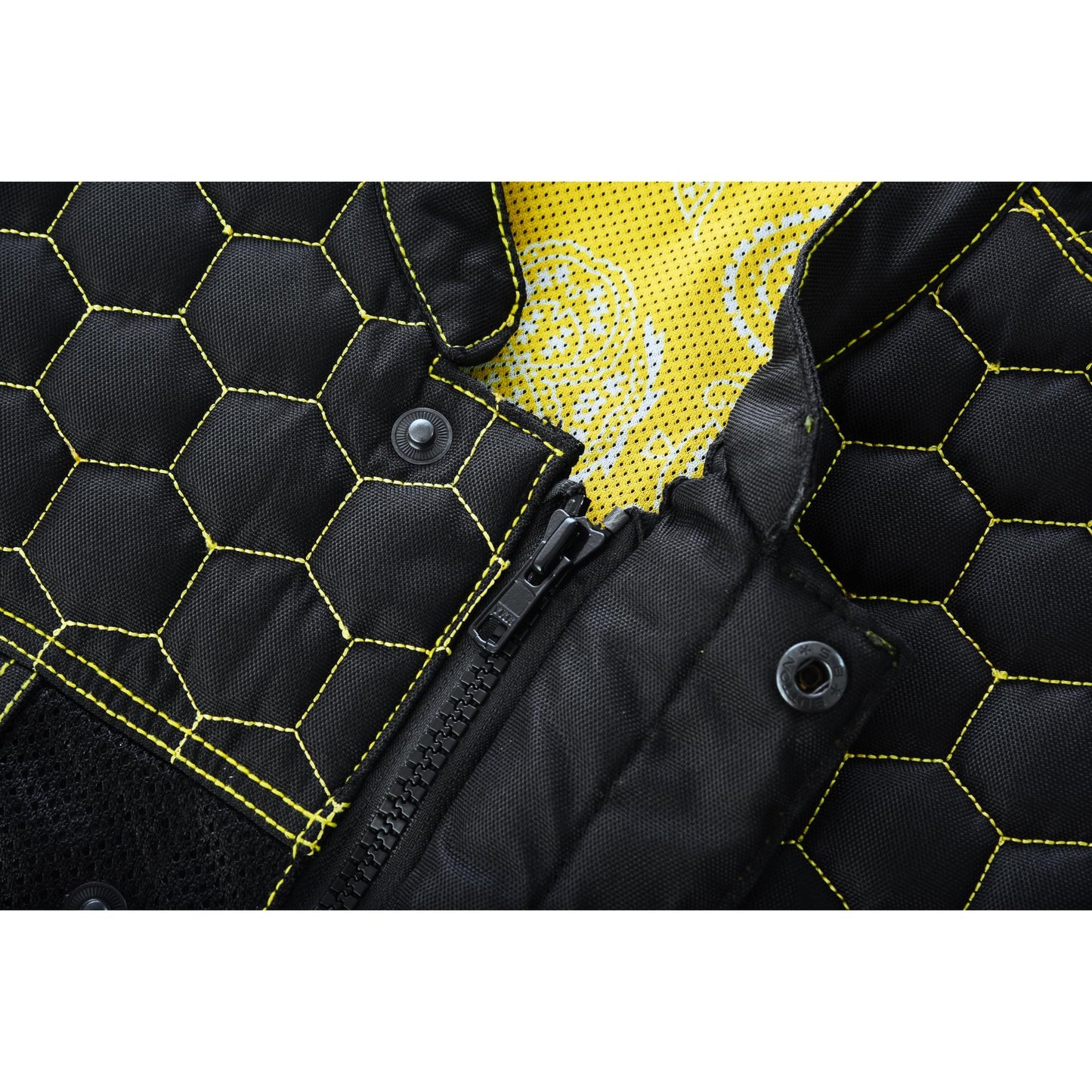 Gloom Gold Men’s Black Mesh Textile Vest with Yellow Thread Detailing