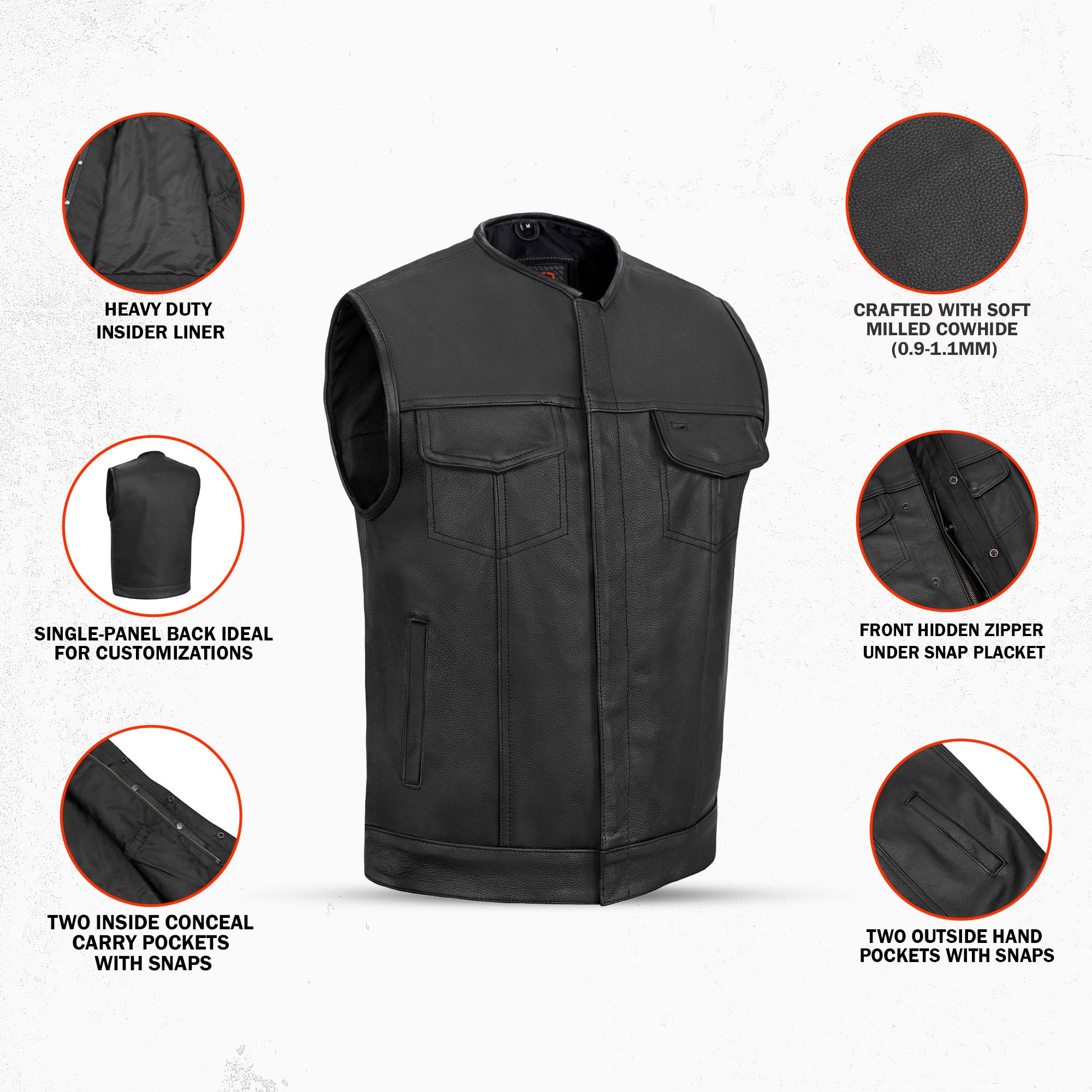 Trailson Men's Motorcycle Leather Vest