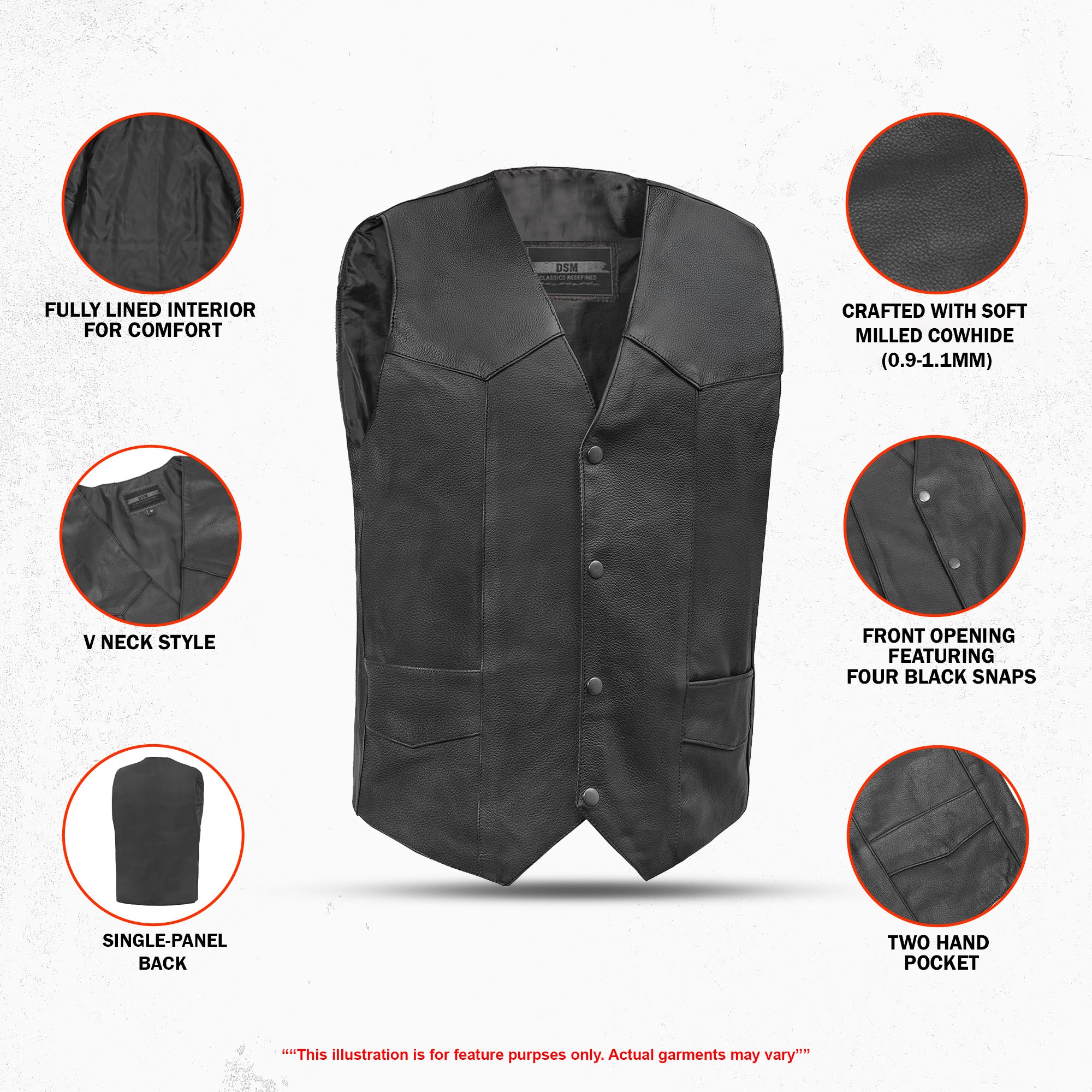 Billie - Men's Leather Motorcycle Vest