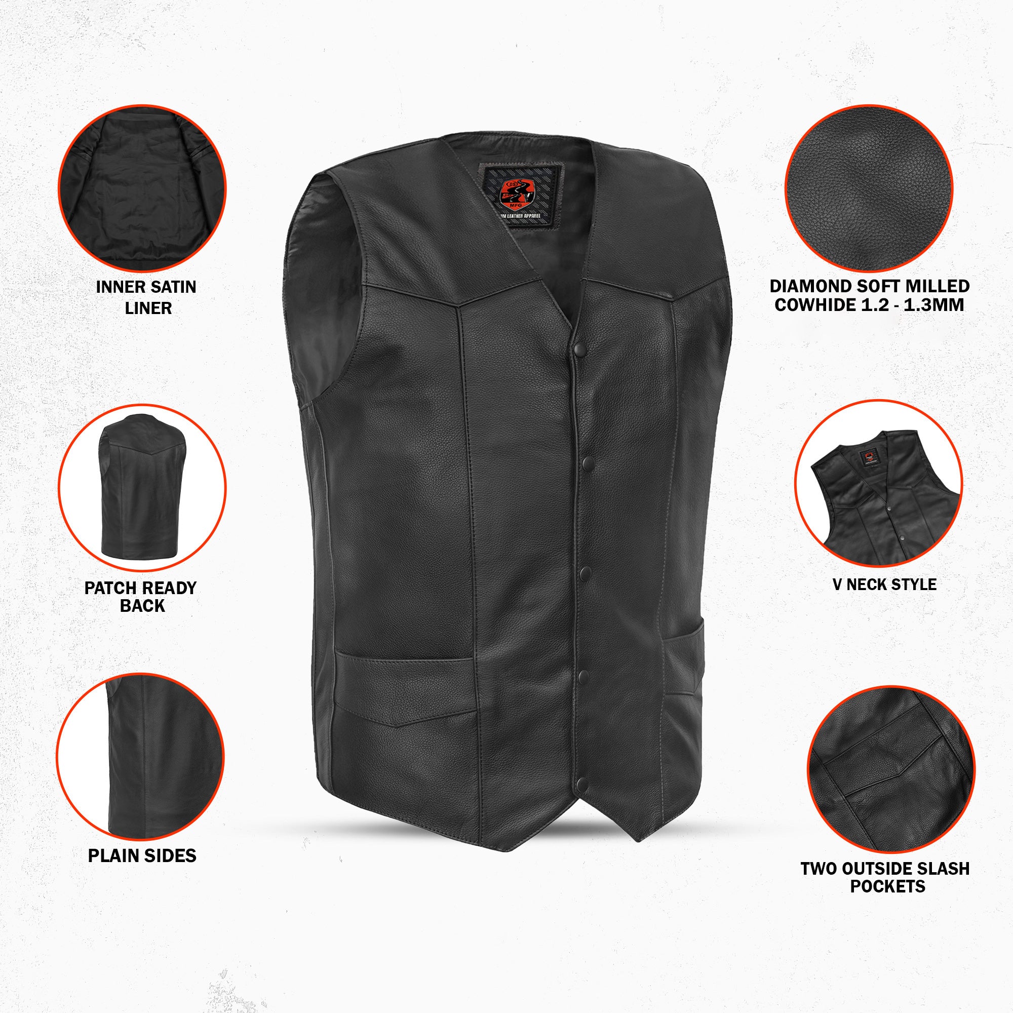 Outlaw Men's Motorcycle Leather Vest