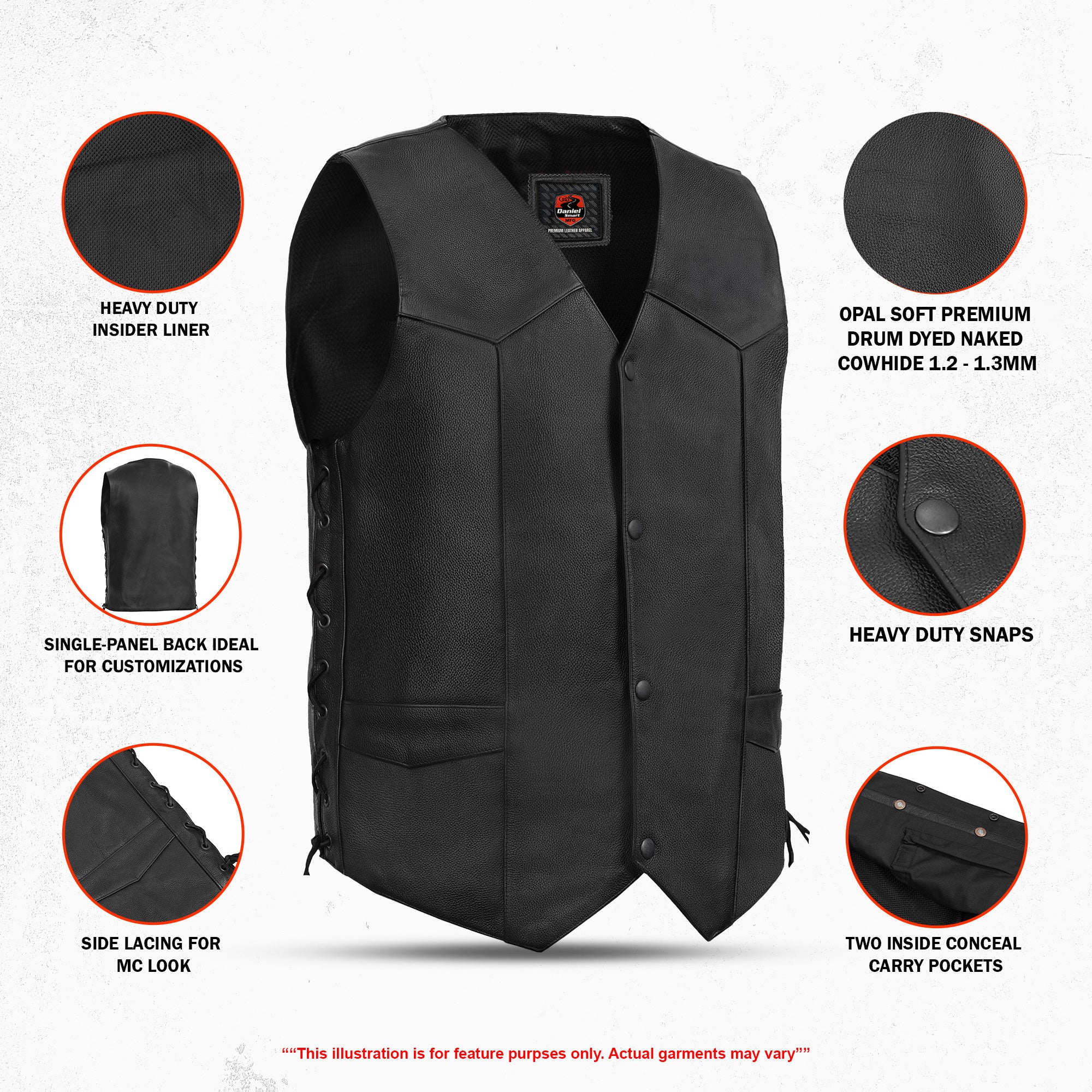 Interceptor Men's Motorcycle Leather Vest