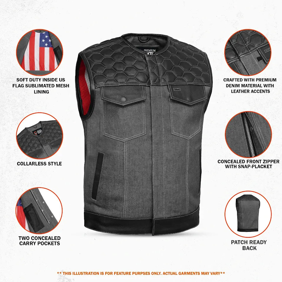 Road House - Men’s Denim Motorcycle Vest