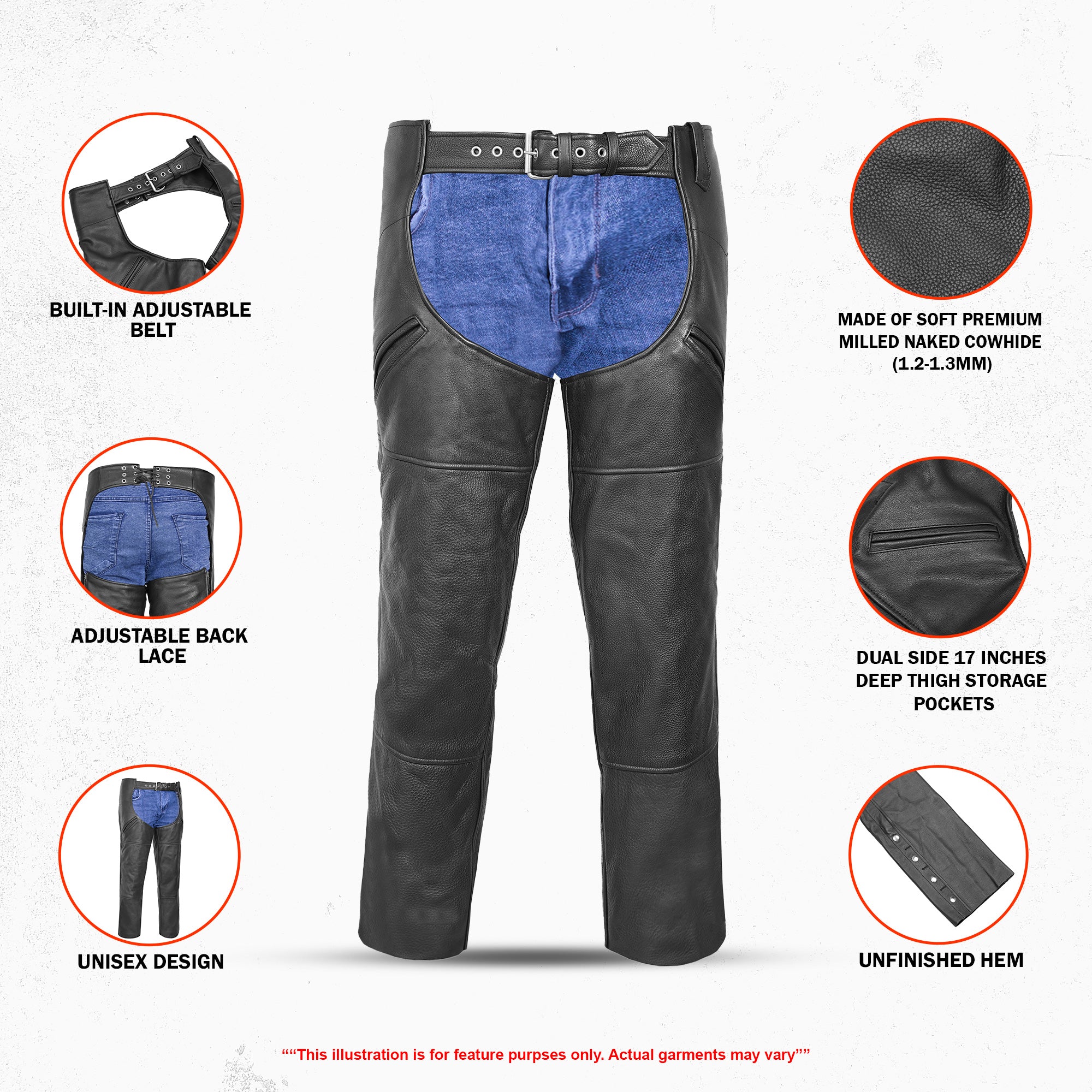 Arctic Glide Unisex Motorcycle Leather Chaps