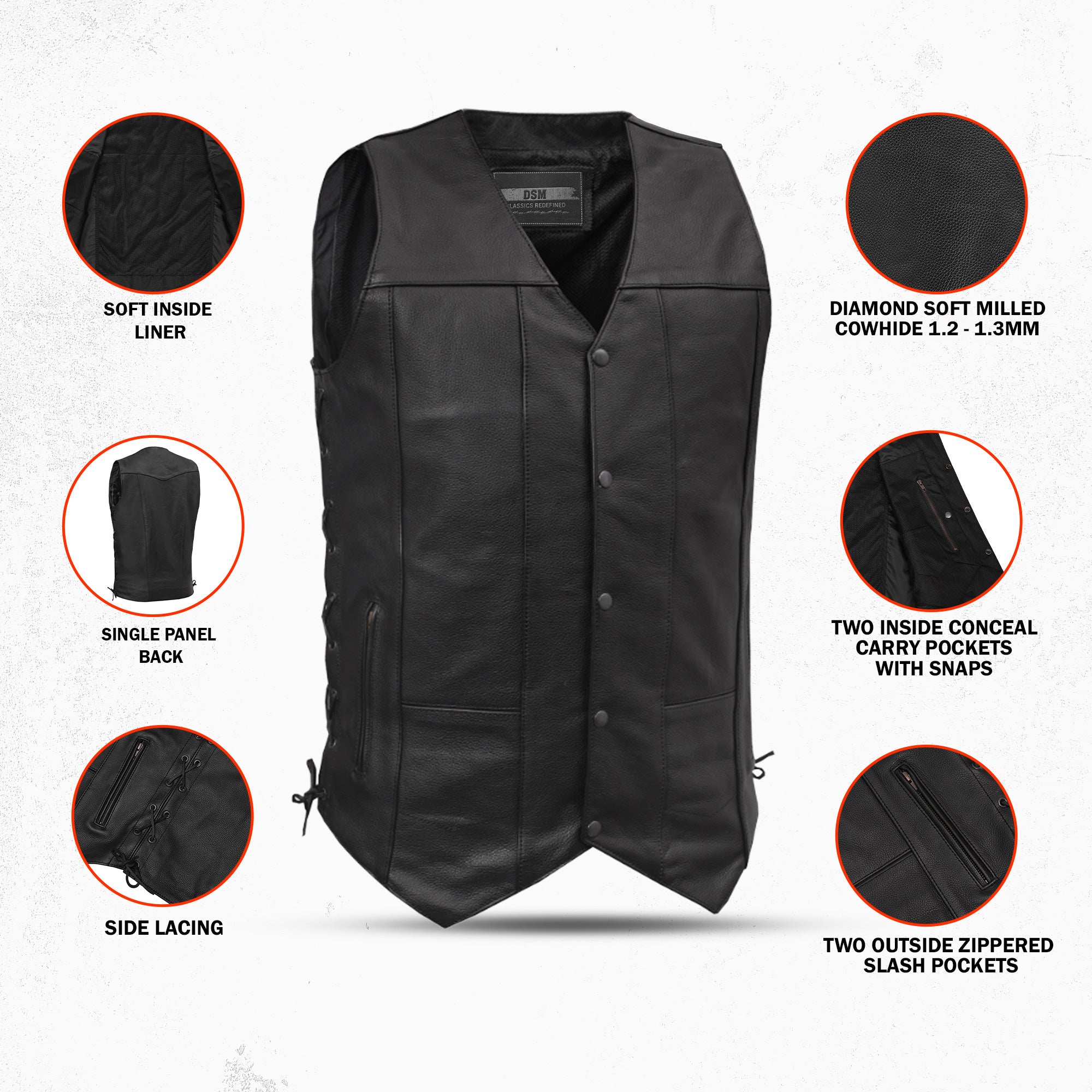 Diablo Men's Motorcycle Leather Vest