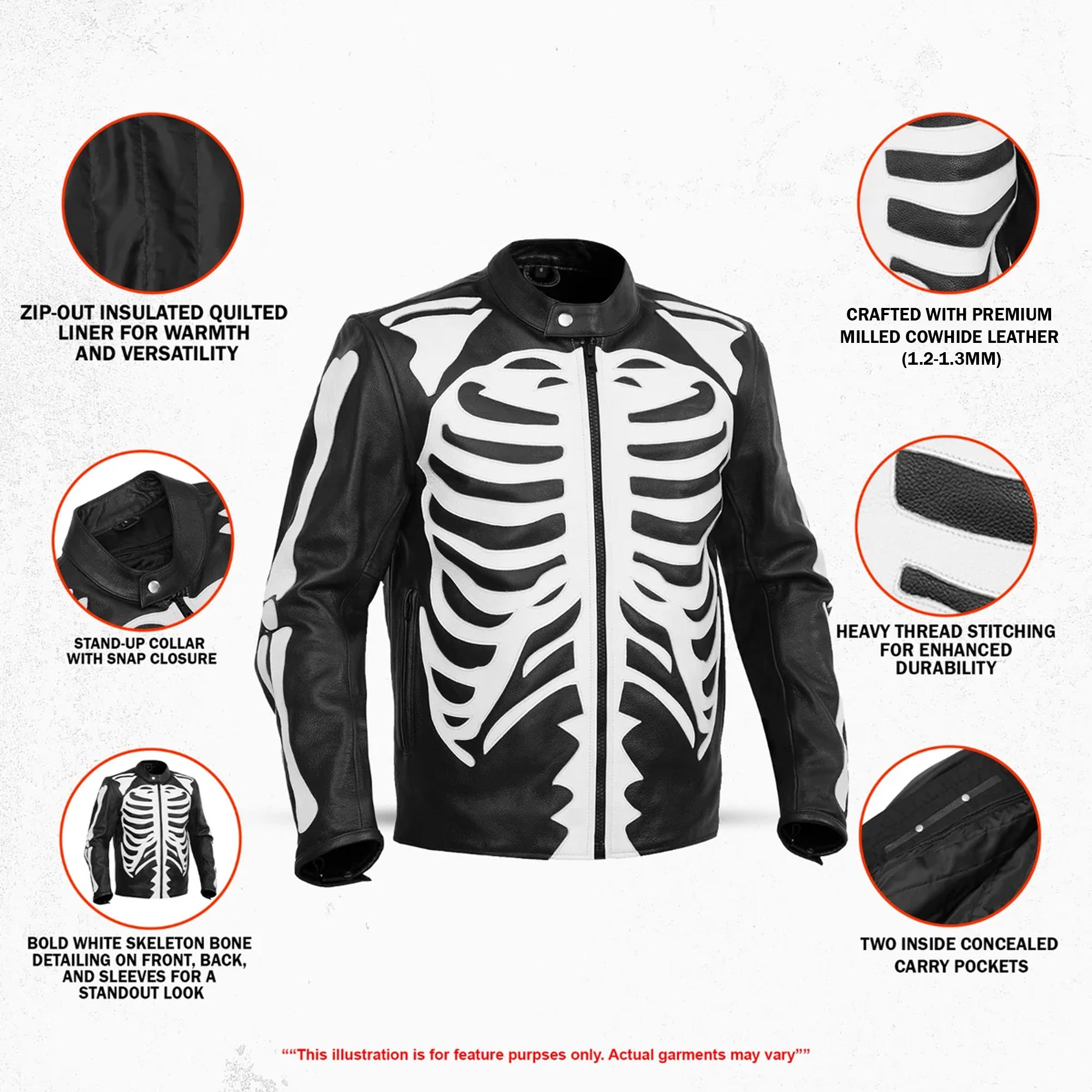 DeadBone™ Men’s Leather Motorcycle Jacket