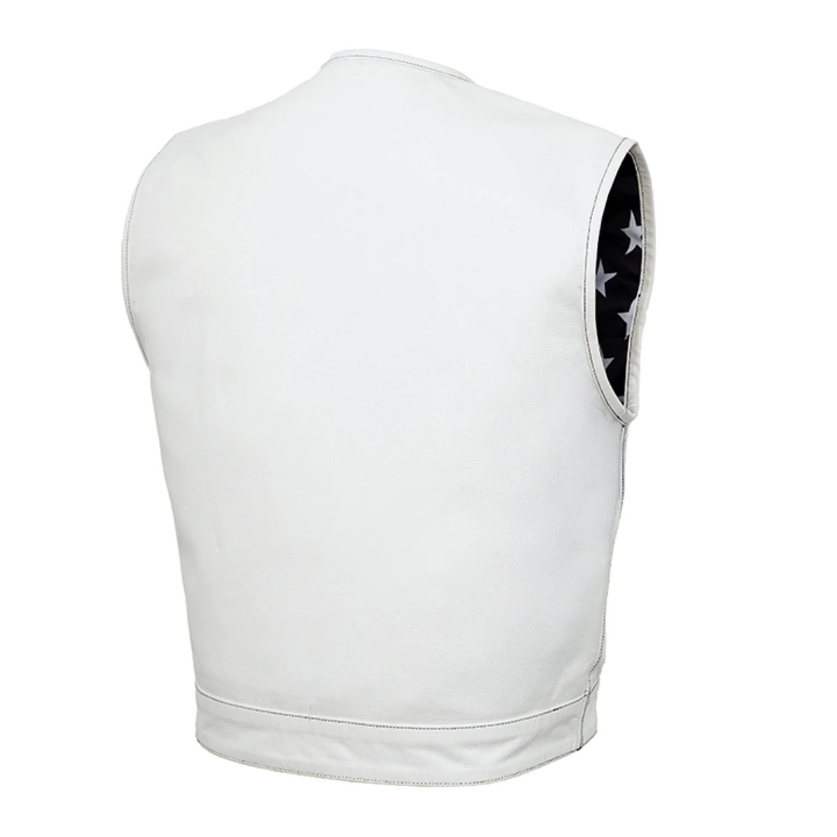 Eagle Shell Men's Leather Vest with Flag Lining