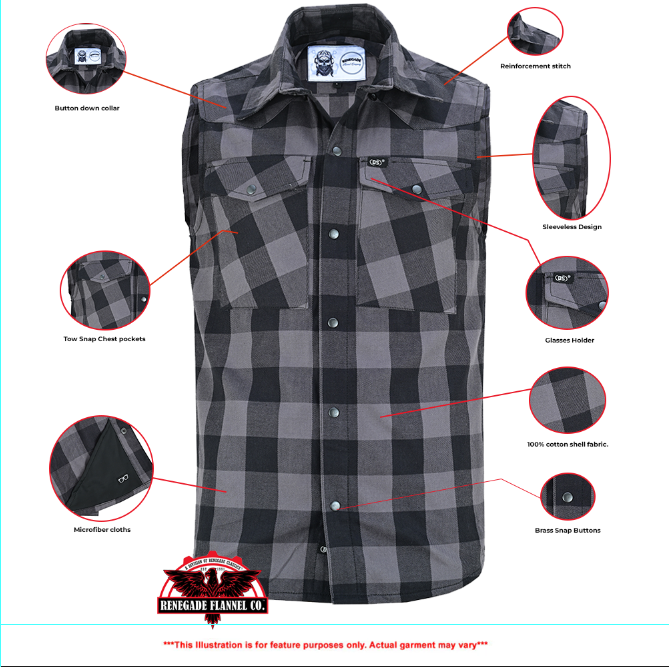 Gray Champ Men’s Gray Black Sleeveless Flannel