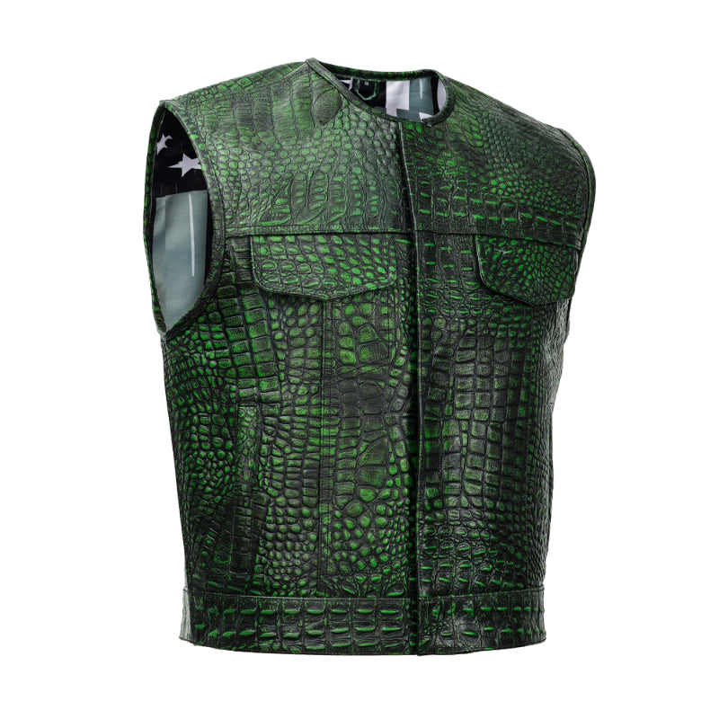 Gator Glint Men’s Motorcycle Leather Vest