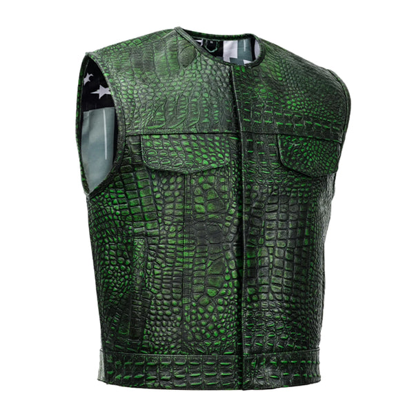 Gator Glint Men's Leather Vest Bold Textured Look