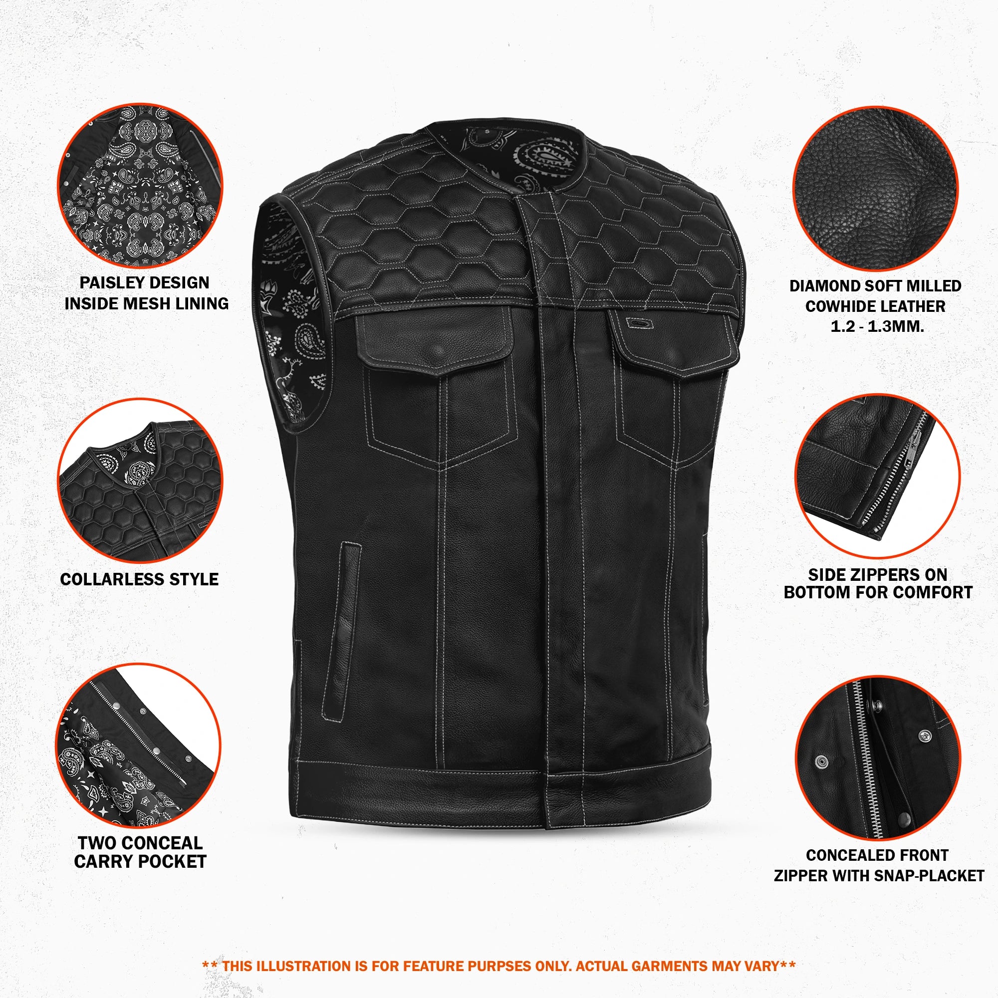 Gravel - Men’s Motorcycle Leather Vest