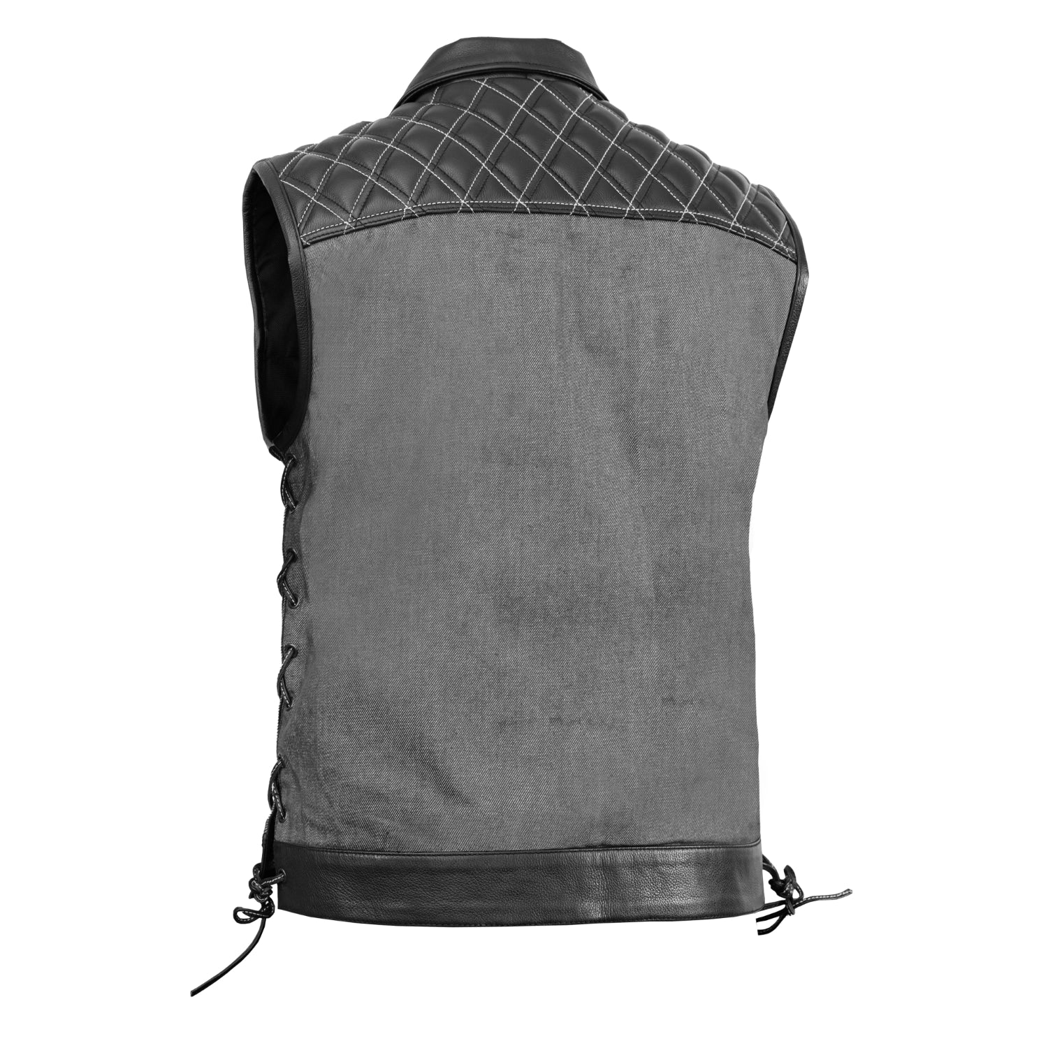 Gray Gunner – Men’s Leather & Denim Vest
