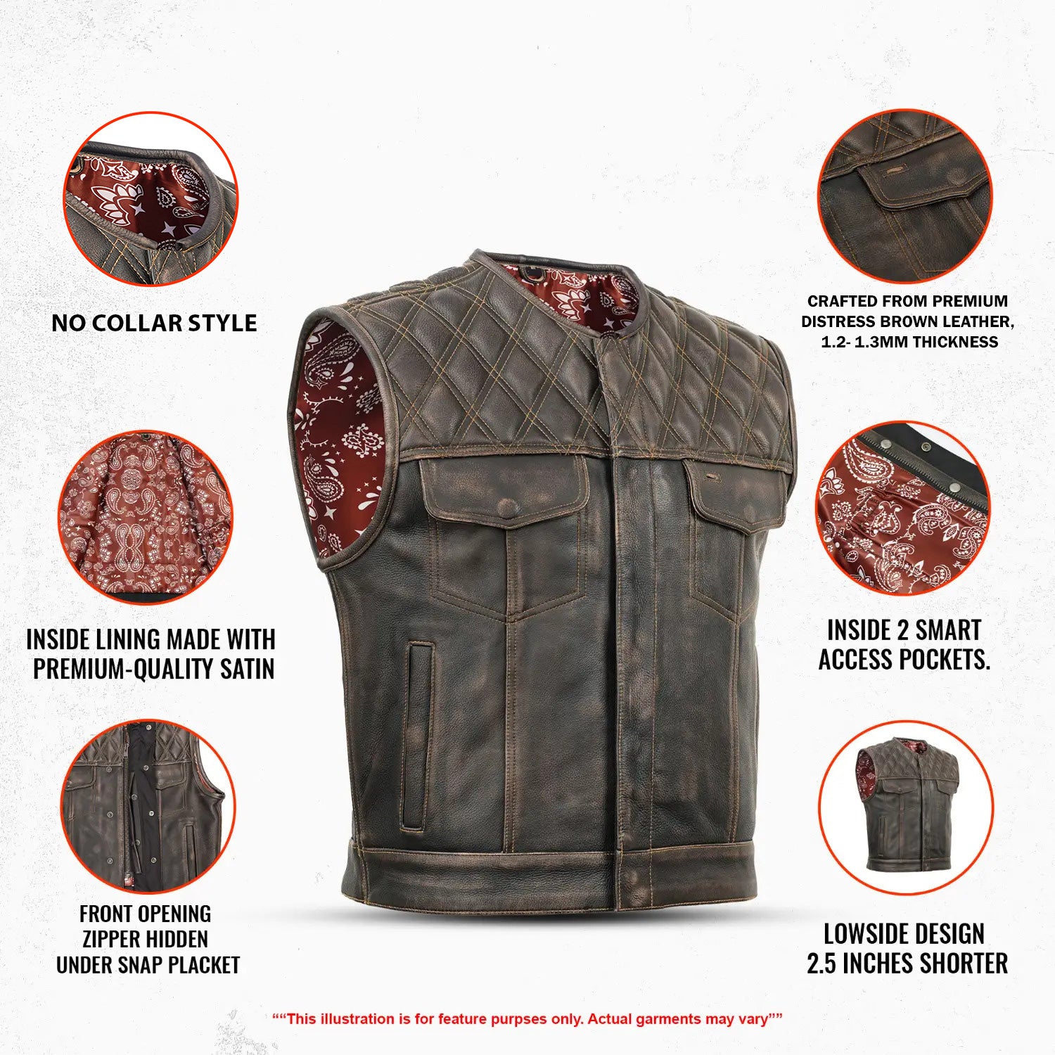 Harley Knight™ Lowcut Men's motorcycle Leather Vest