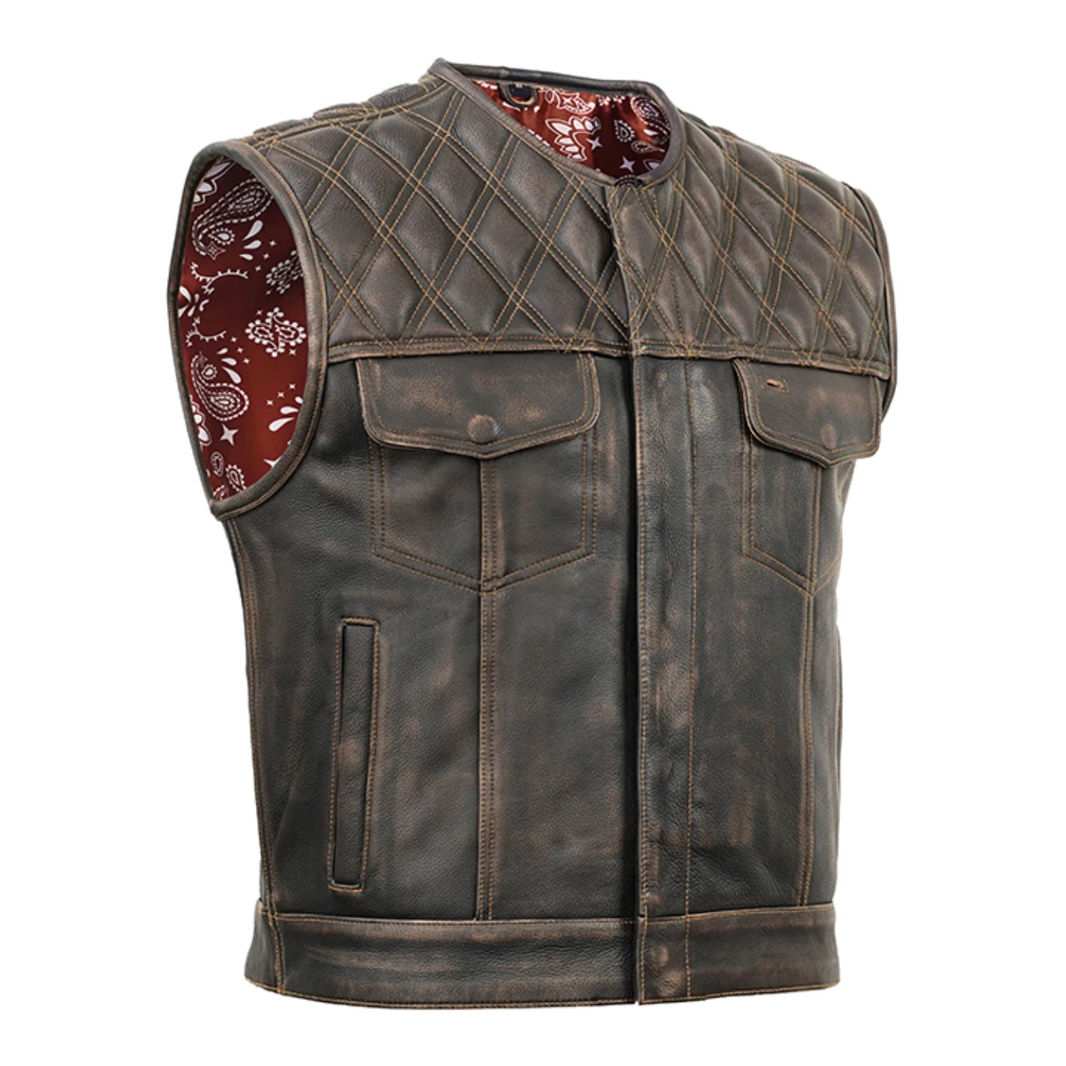 Harley Knight Lowcut Men's motorcycle Leather Vest