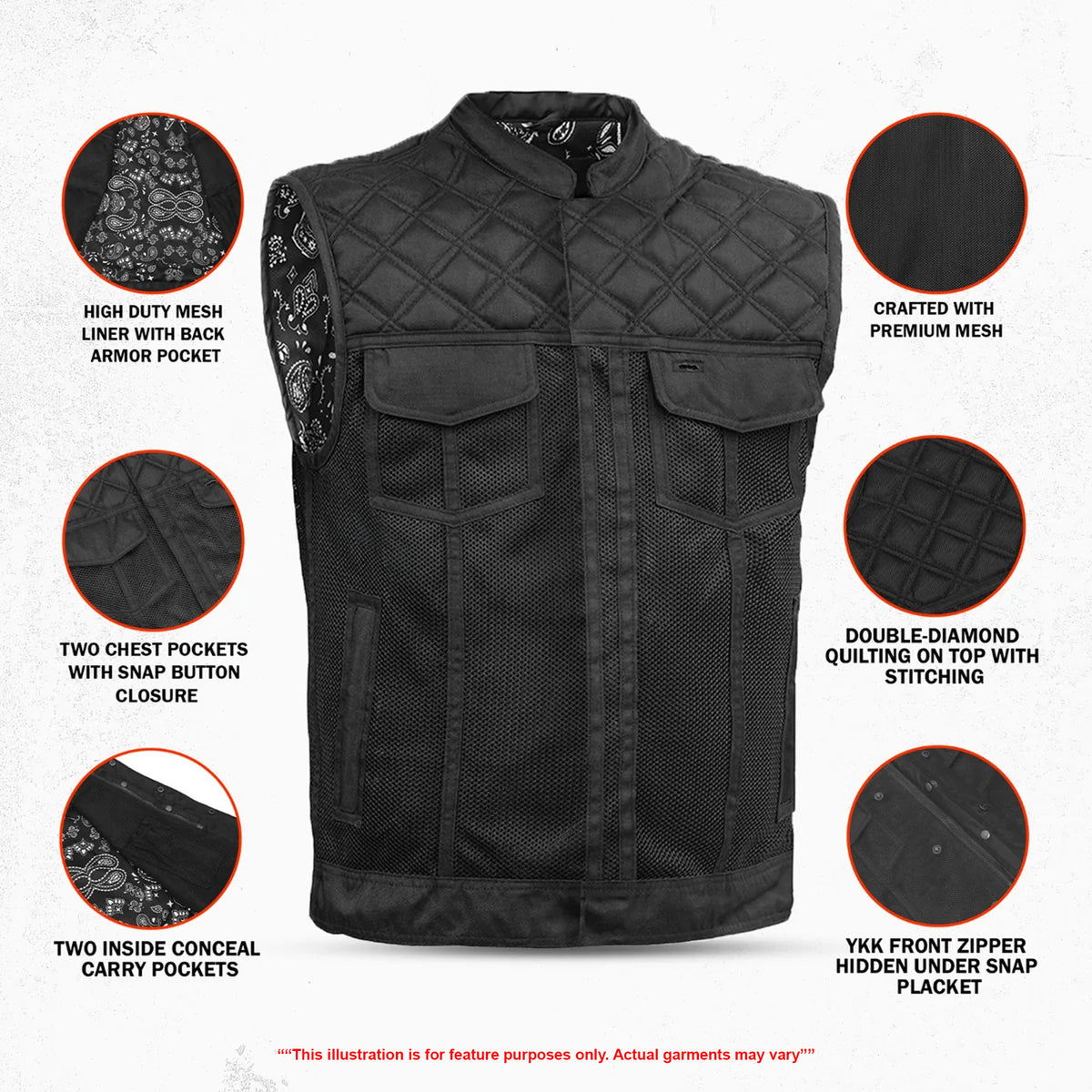 Hell Hound™  Men’s Summer Spark Motorcycle Mesh Vest