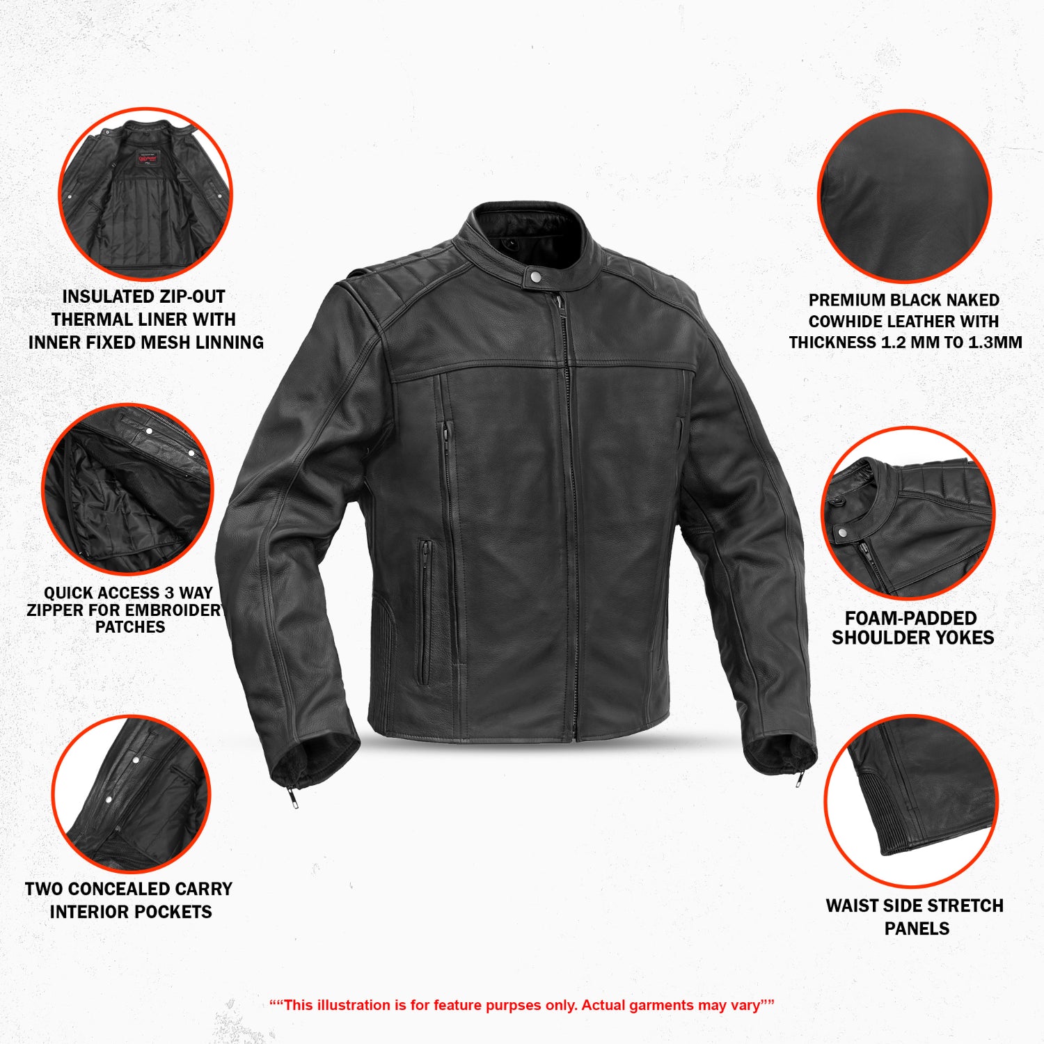 HellWay Men’s Leather Motorcycle Jacket