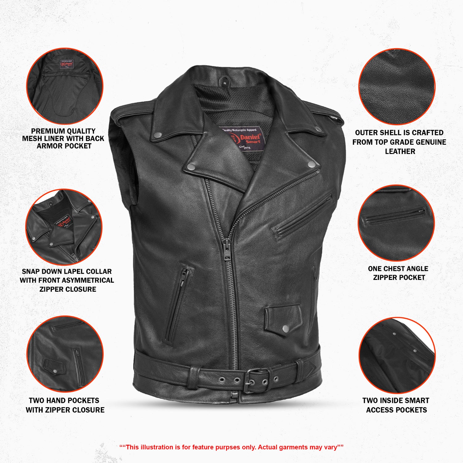 Highway Legend Men’s Motorcycle Leather Vest