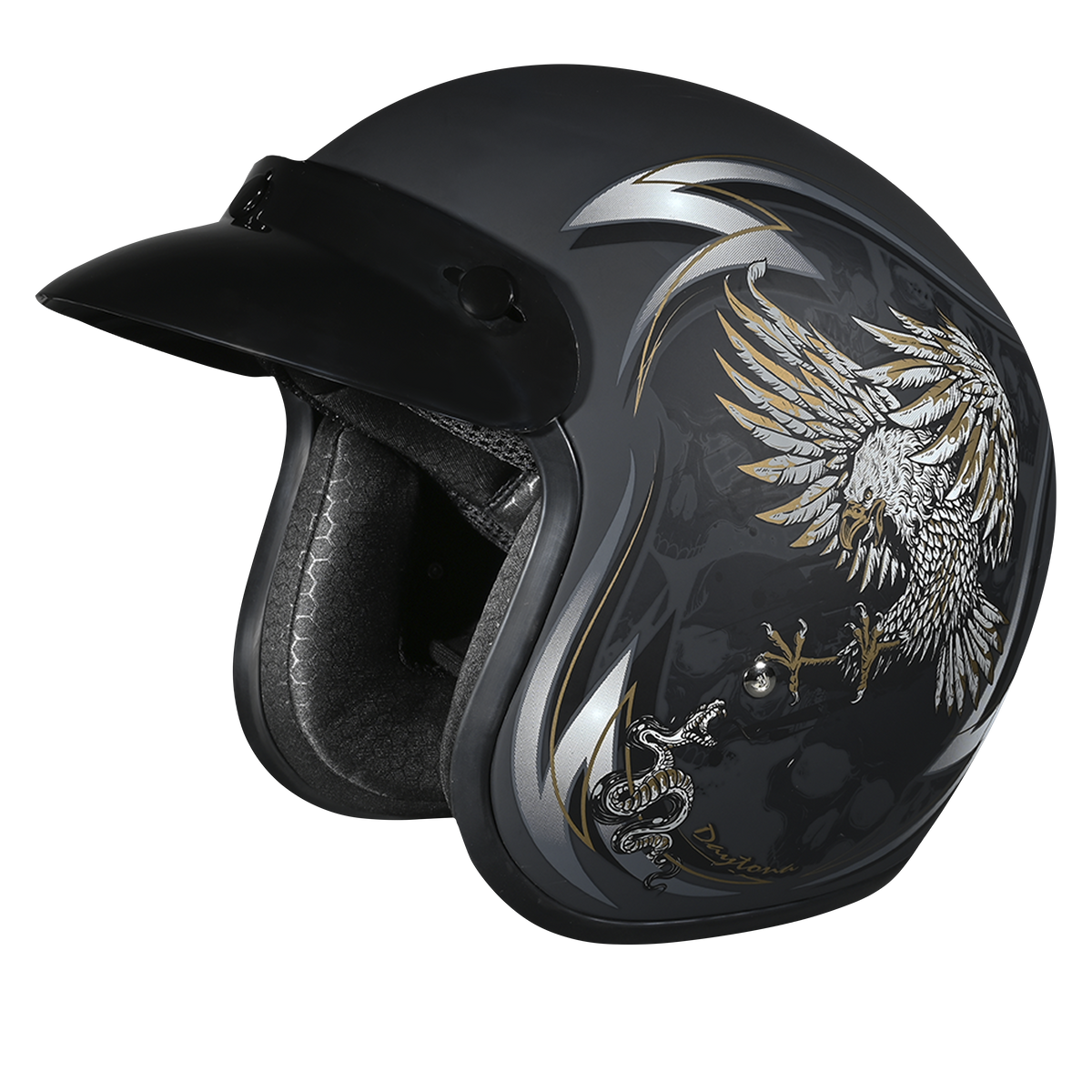 DOT Approved Daytona Cruiser Open Face Motorcycle Helmet - Men, Women & Youth - With Visor & Graphics