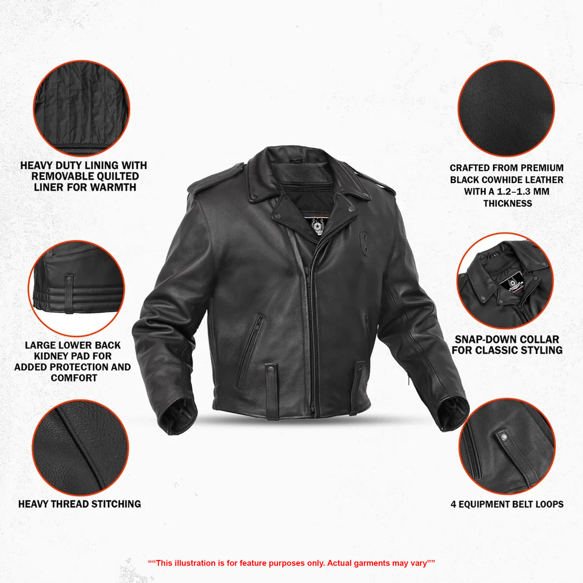 Law Line™  Men’s Leather Motorcycle Jacket