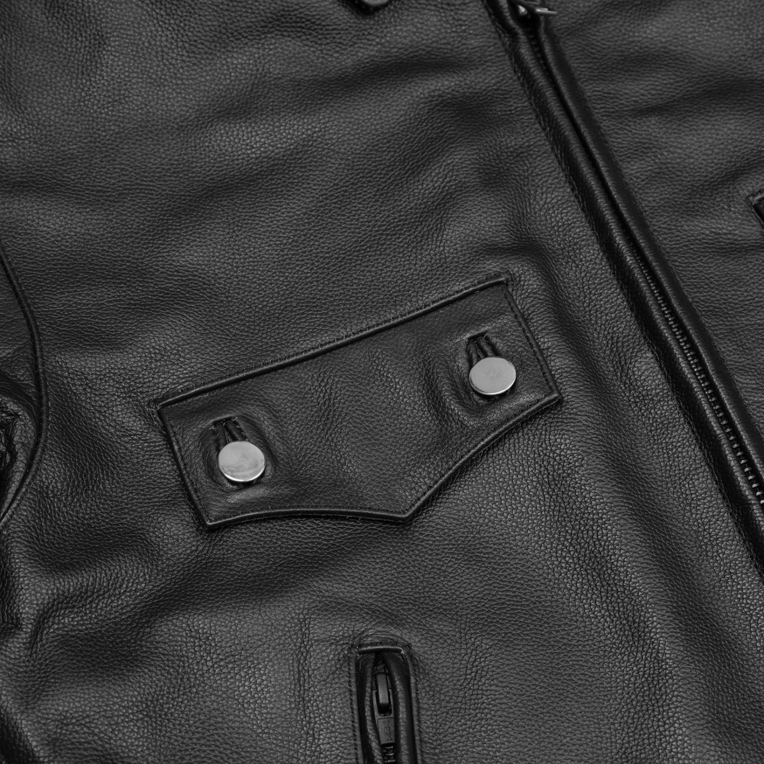 Line Hard Men’s Leather Motorcycle Jacket