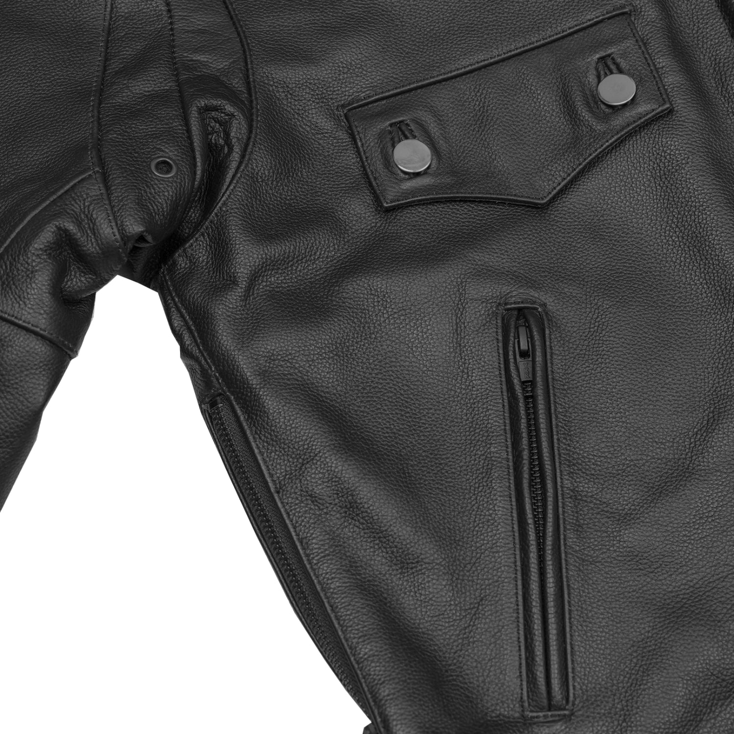 Line Hard Men’s Leather Motorcycle Jacket