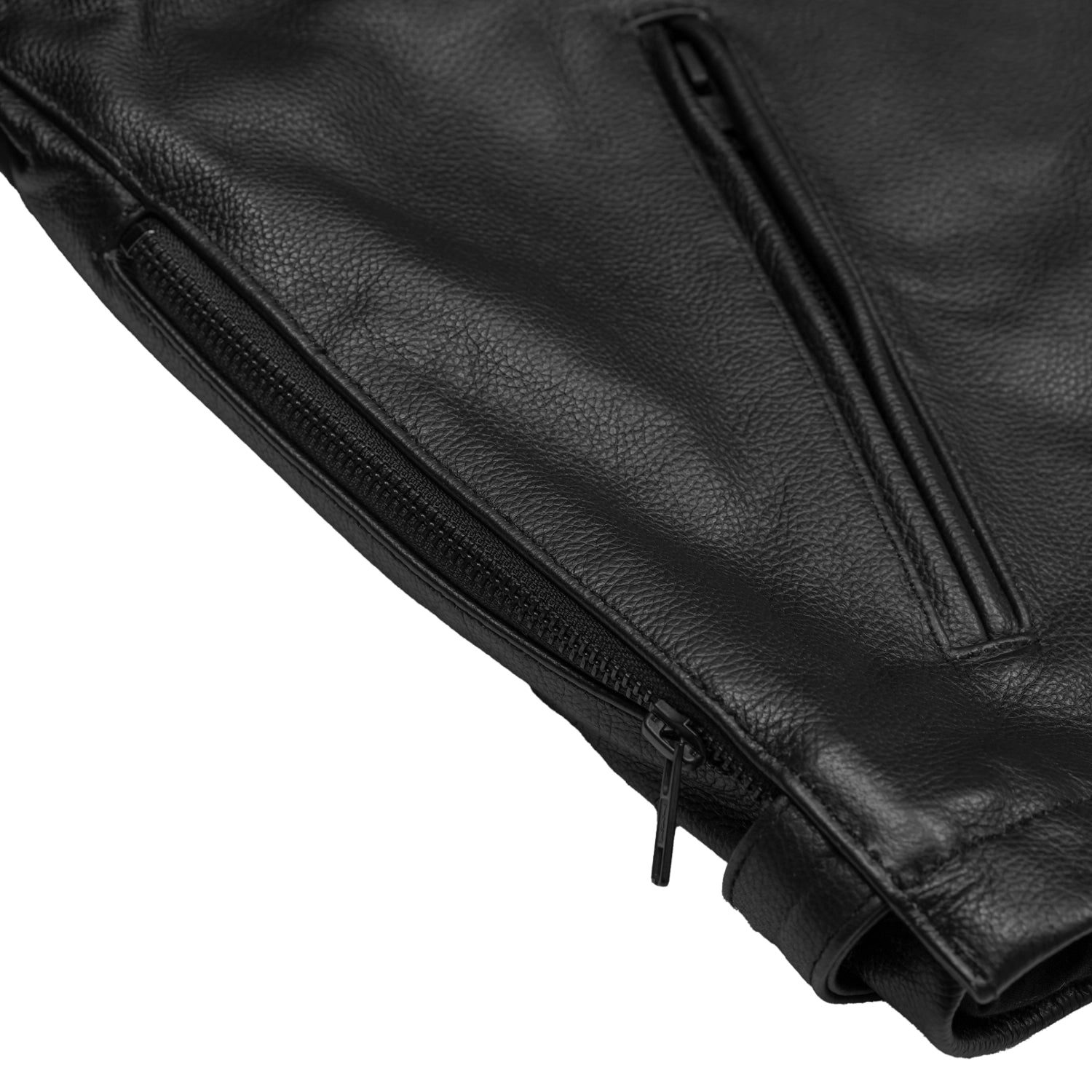 Line Hard Men’s Leather Motorcycle Jacket