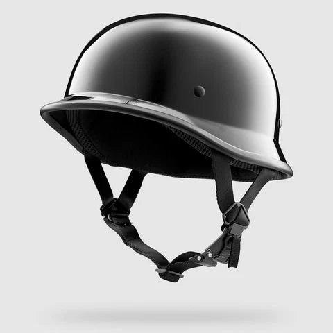 german war motorcycle helmet Style with Custom Art * Quick Release Lock With One Finger Release Lever For Easy Detachment D.O.T. German- Dull Black XS