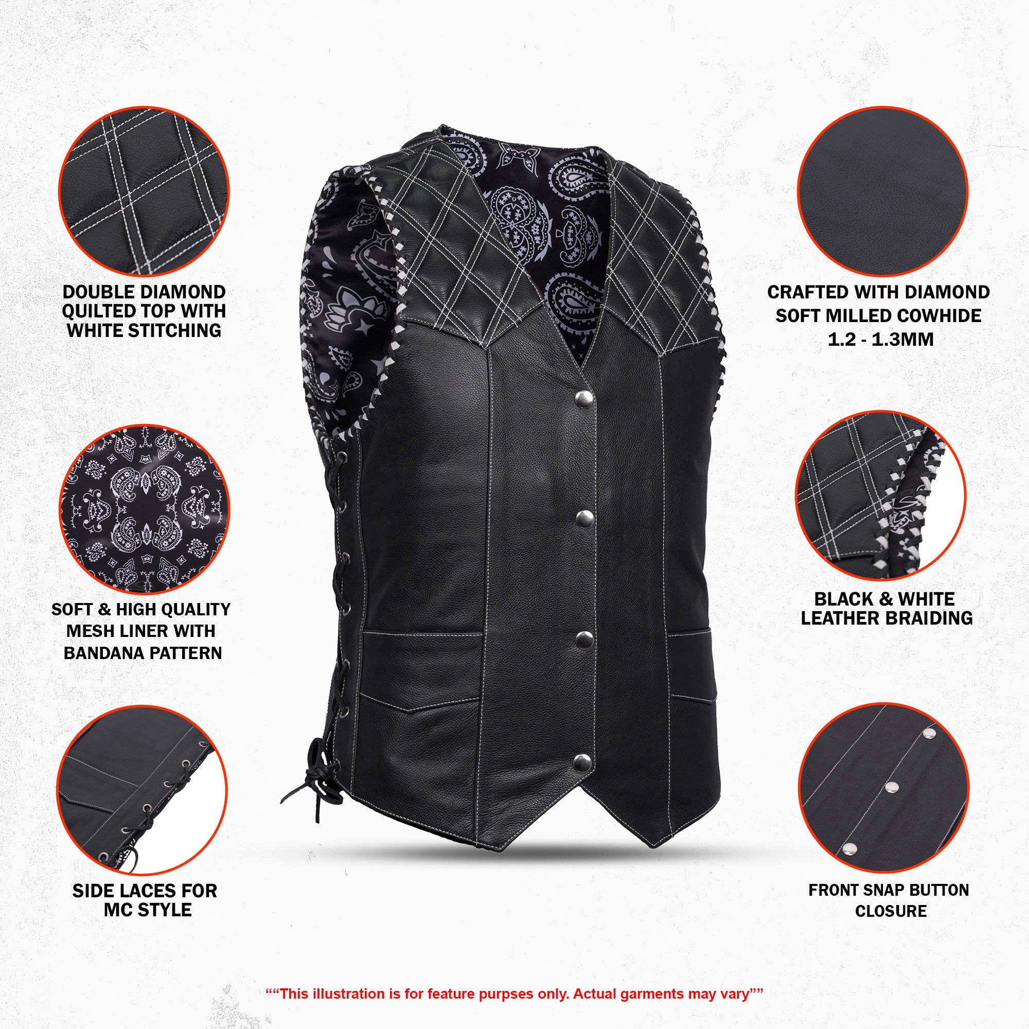 Midnight Thread™ Men’s Motorcycle Leather Vest