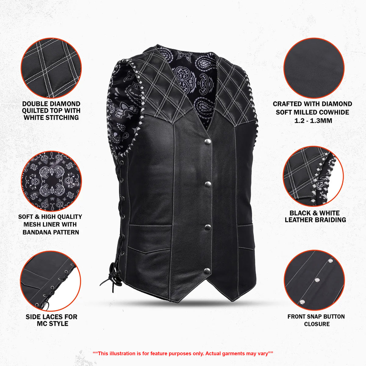 Midnight Thread™ Men’s Motorcycle Leather Vest