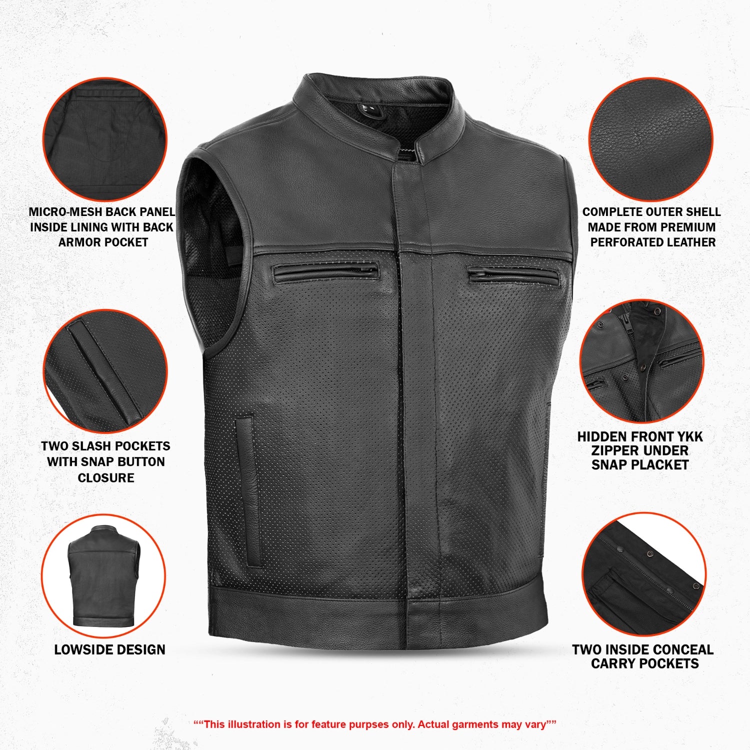 Mile Maker – Men’s Leather Motorcycle Vest