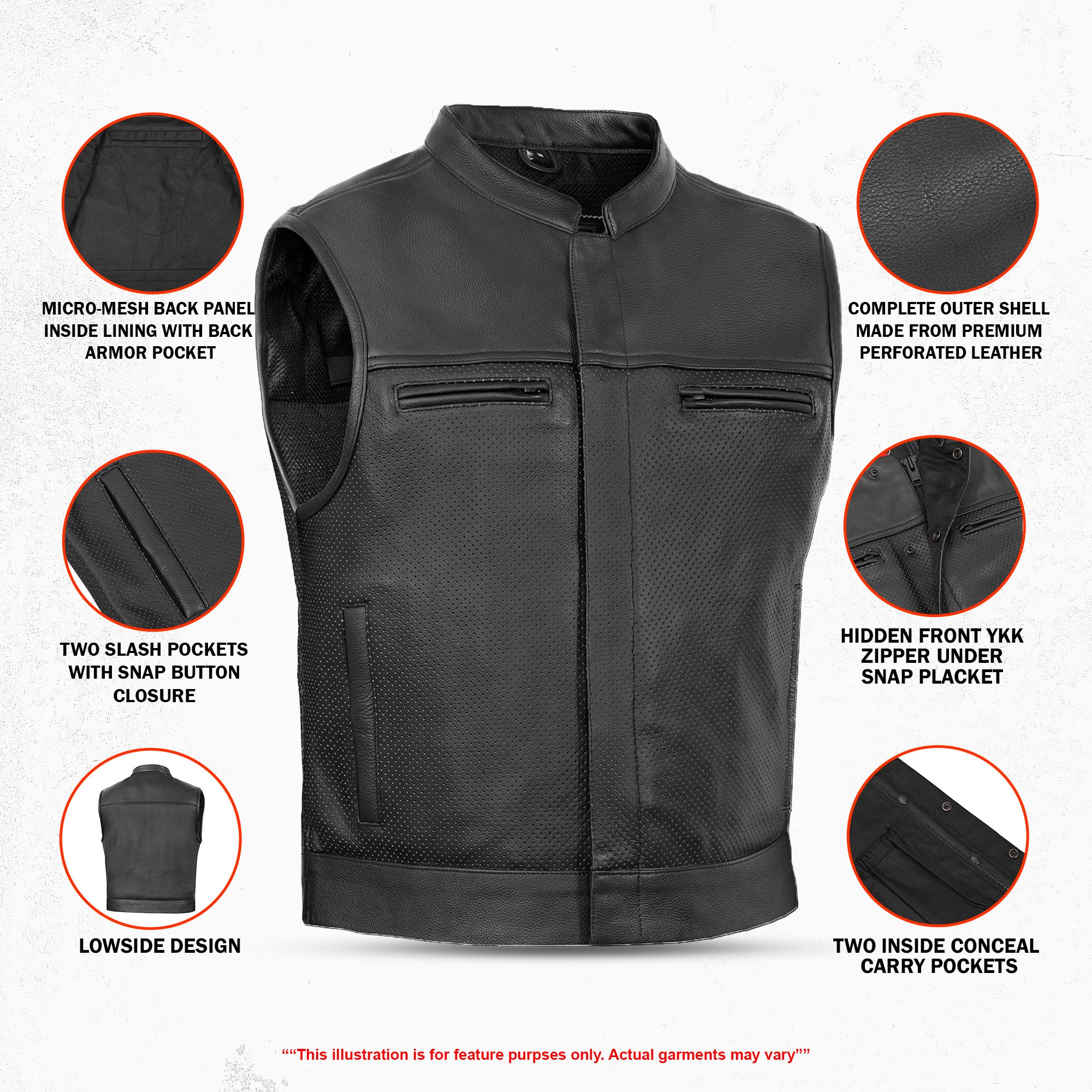 Mile Maker™ Men’s Lowcut Perforated Leather Motorcycle Vest