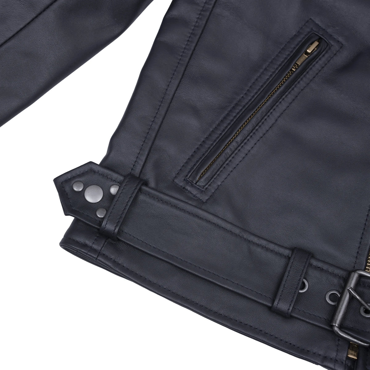 【MOONLIGHT CLOTHING】OXFORD DOUBLE JACKET Moonlight Women's Navy Blue Fashion Leather Jacket