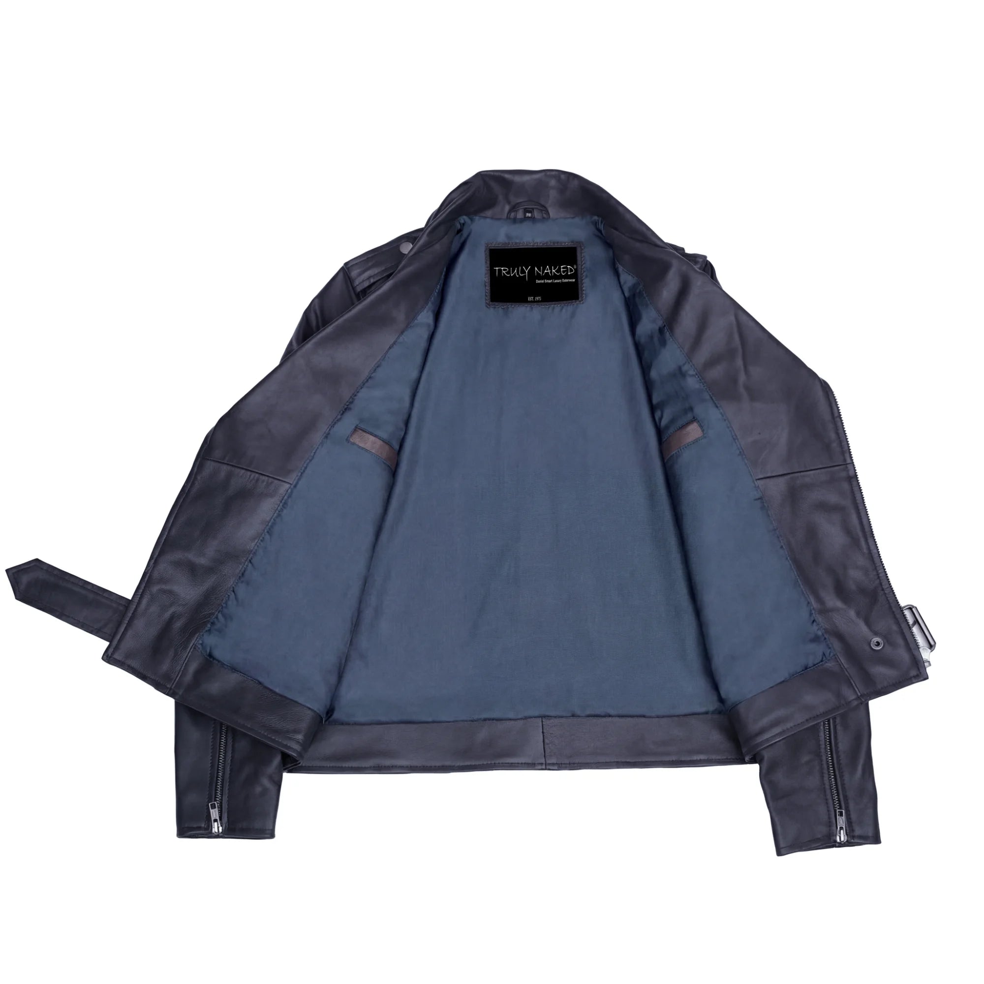 【MOONLIGHT CLOTHING】OXFORD DOUBLE JACKET Moonlight Women's Navy Blue Fashion Leather Jacket