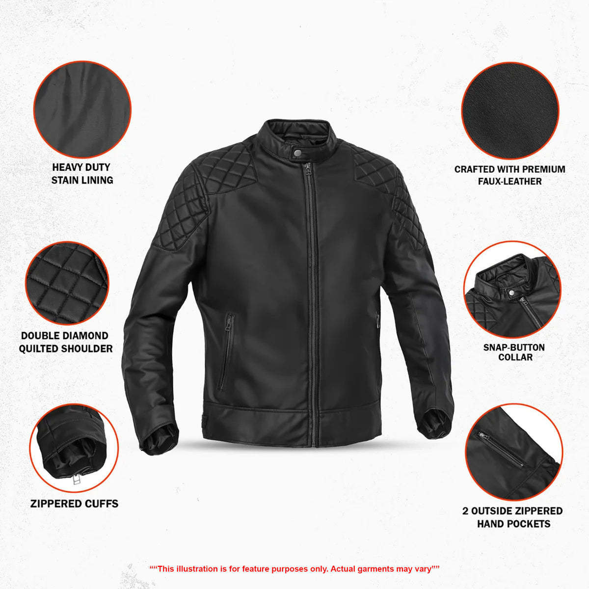 Morvex Men’s Faux Leather Motorcycle Jacket