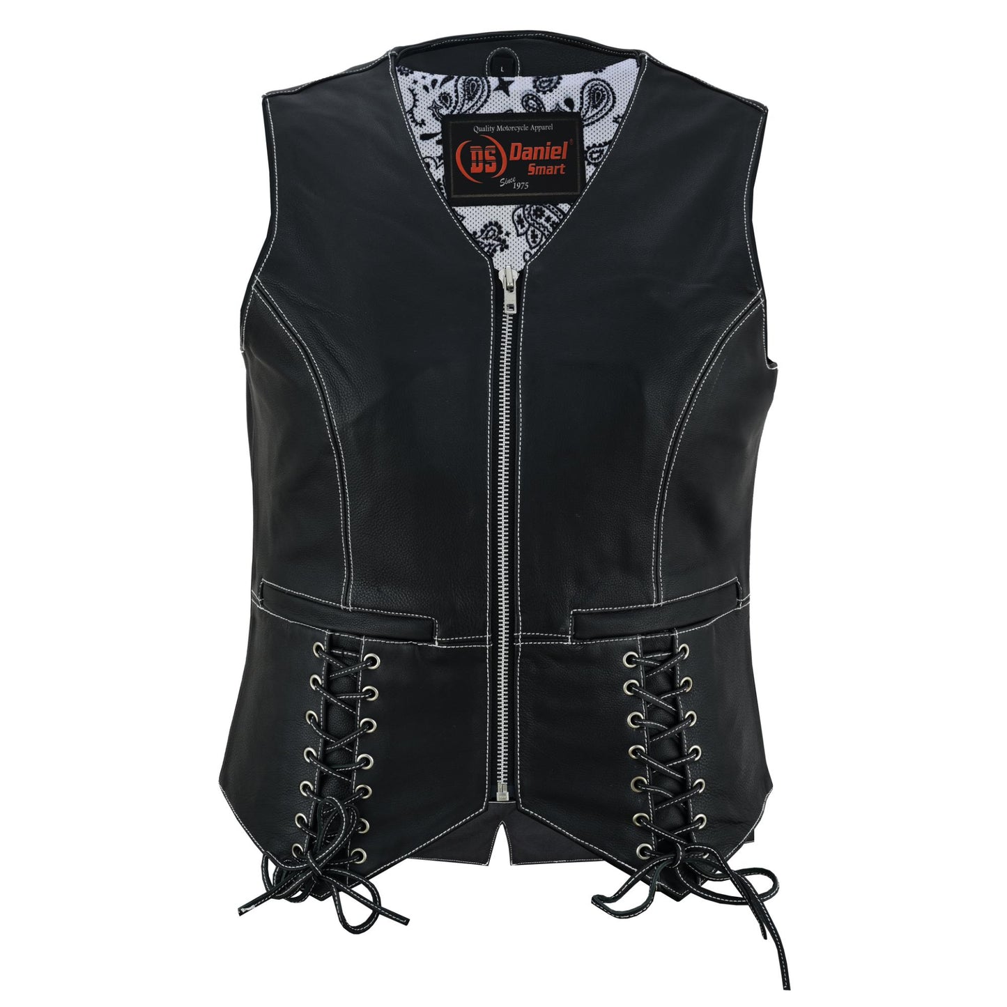 Night Edge Black Ladies Leather Vest