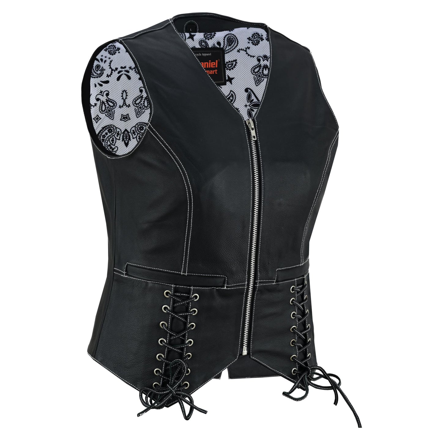 Night Edge Black Ladies Leather Vest