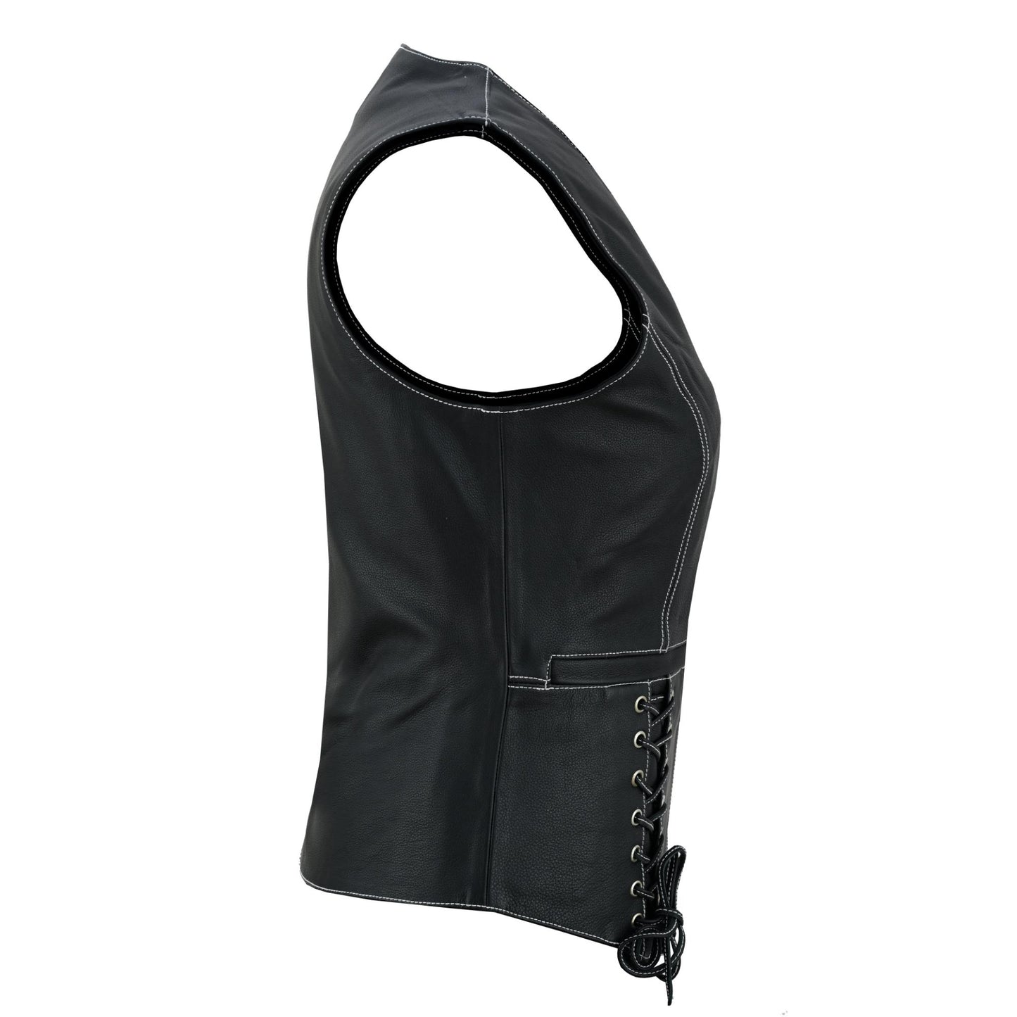 Night Edge Black Ladies Leather Vest