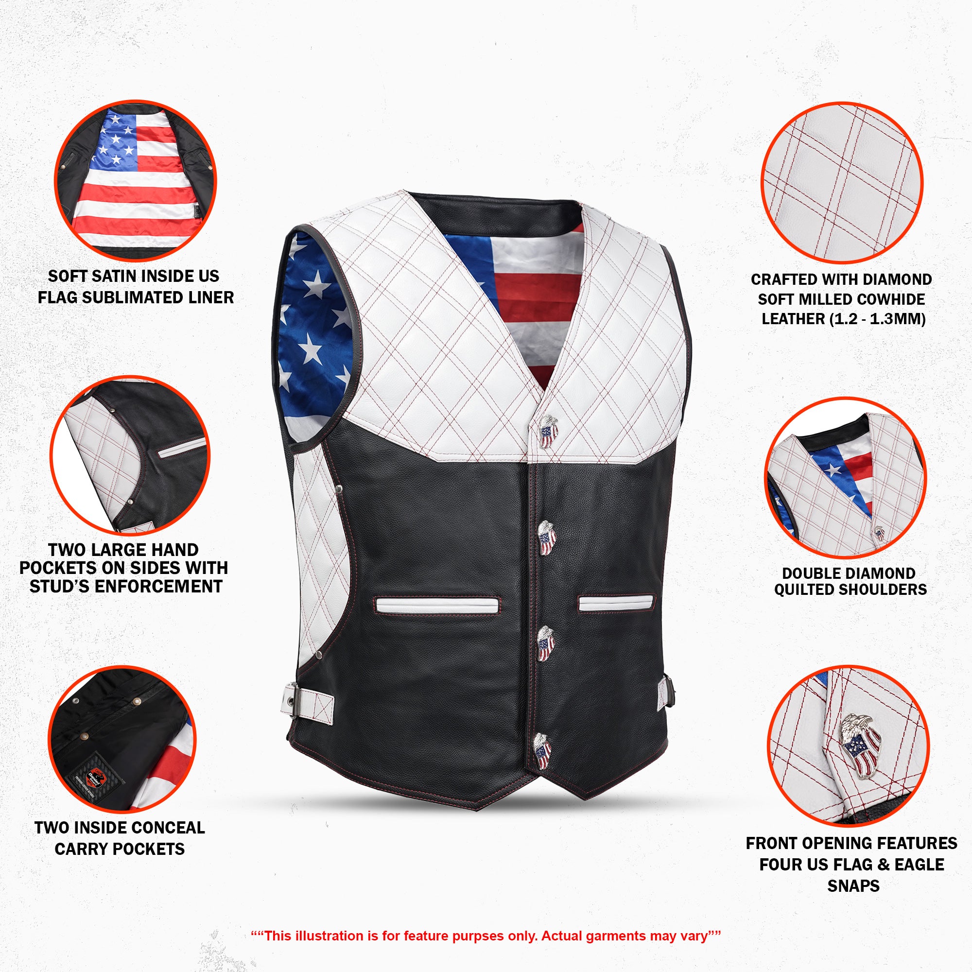 Patriot's Path - Men’s Motorcycle Leather Vest