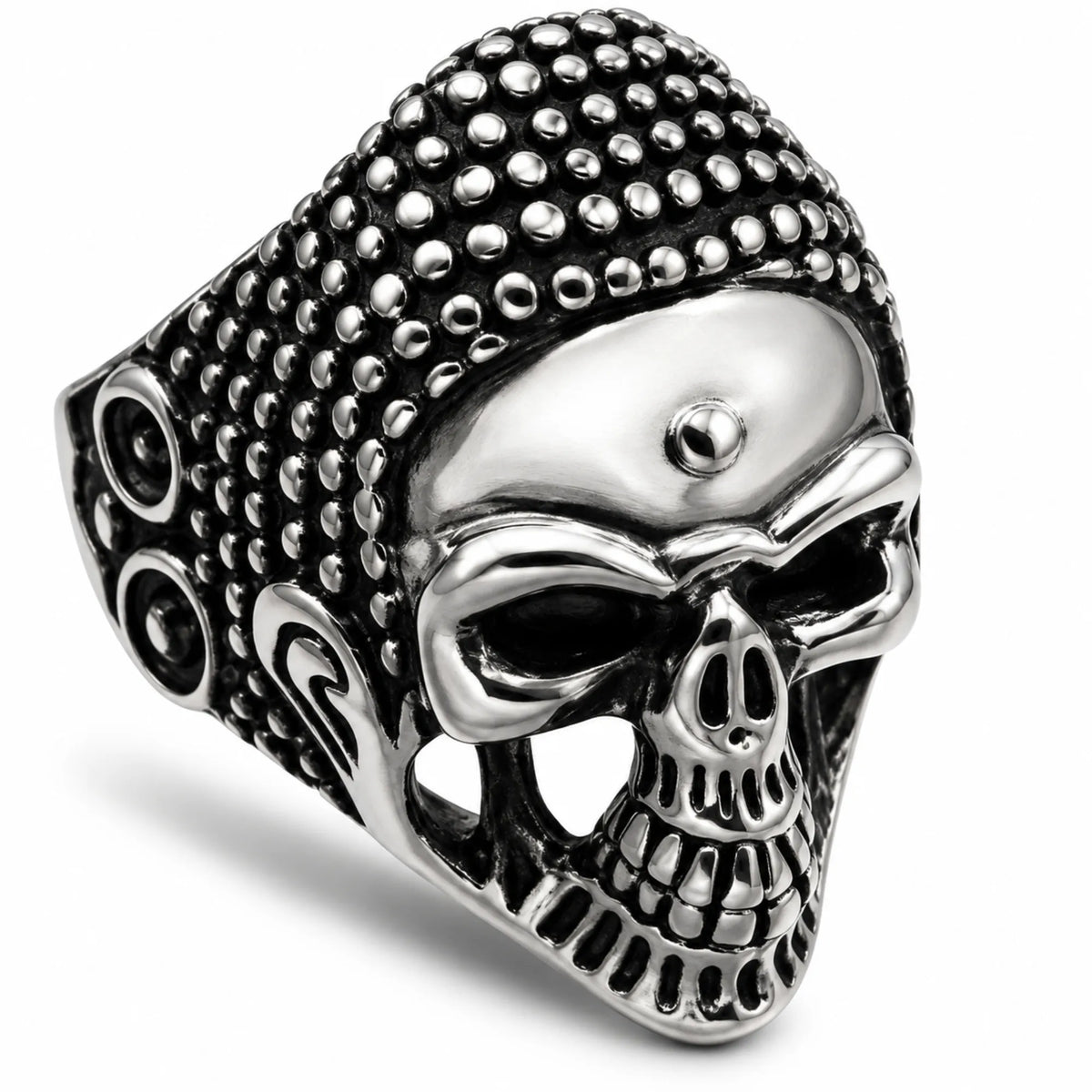 Stainless Steel War Head Skull Biker Ring