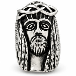 Stainless Steel Jesus Face Skull Biker Ring
