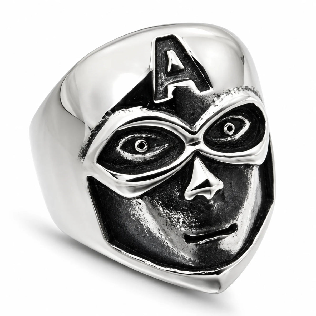 Stainless Steel Hero Skull Biker Ring