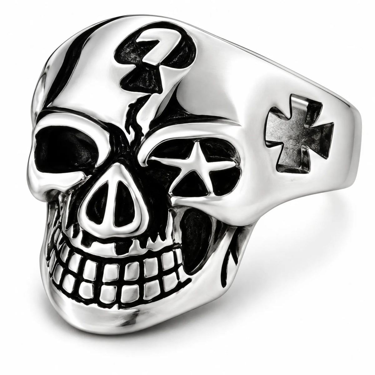 Stainless Steel Symbols Skull Biker Ring