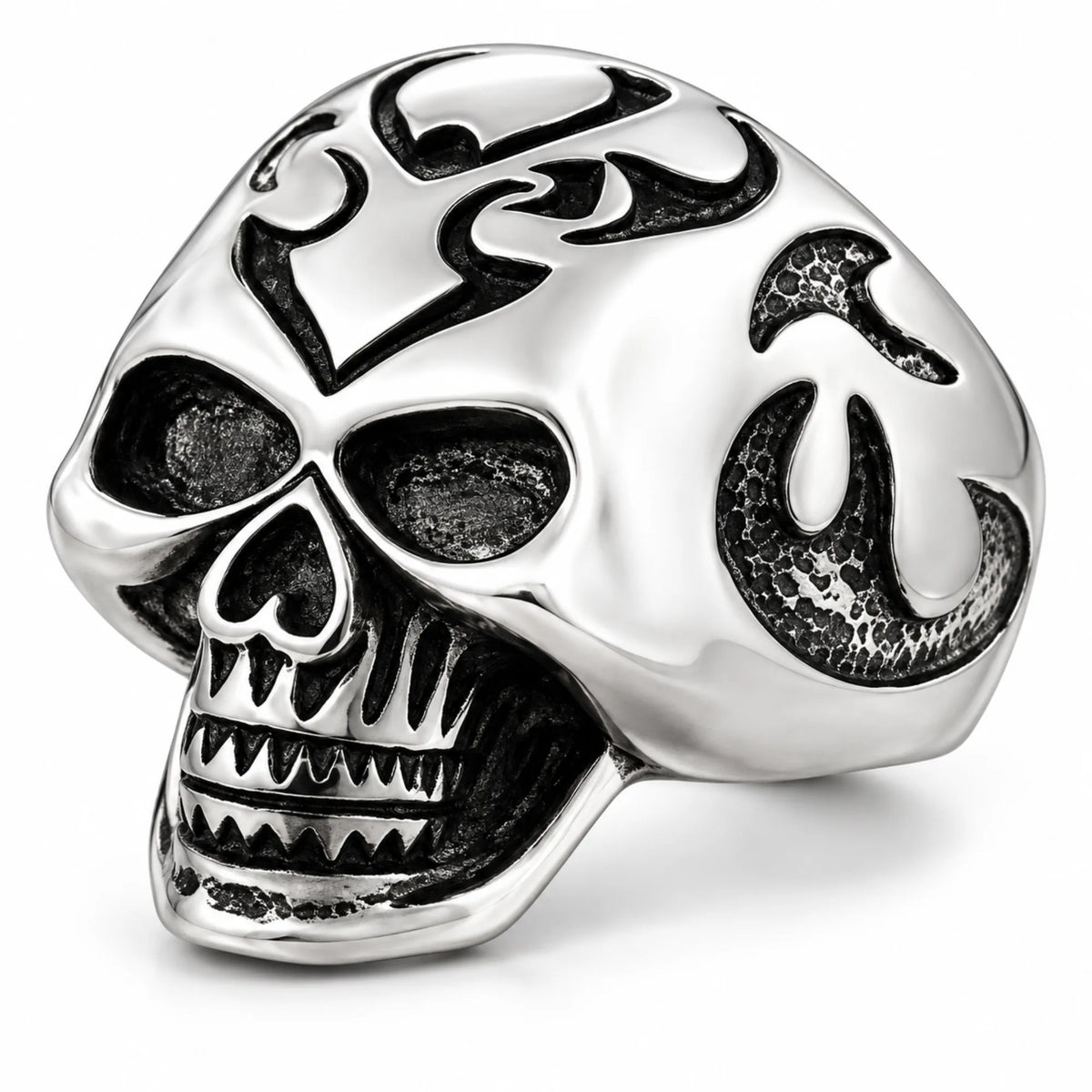 Stainless Steel Big Head Skull Biker Ring