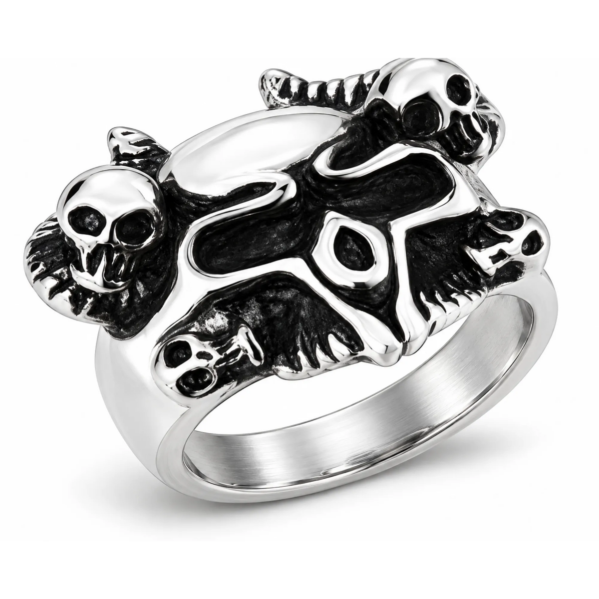 Stainless Steel Serpent Skull Biker Ring