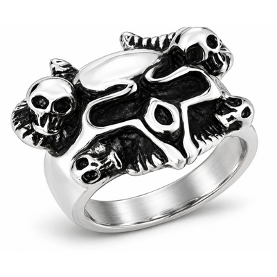Stainless Steel Serpent Skull Biker Ring