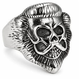 Stainless Steel Lion Face Skull Biker Ring