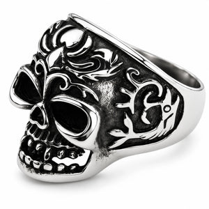 Stainless Steel Fish Tail Skull Biker Ring