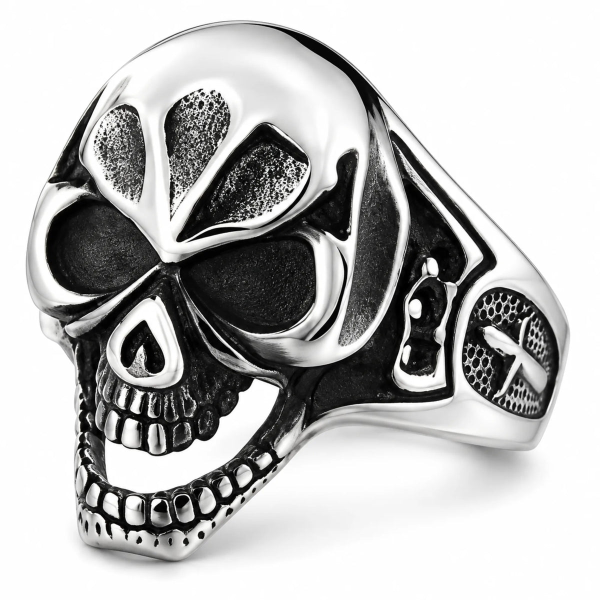 Stainless Steel Evil Face Skull Biker Ring