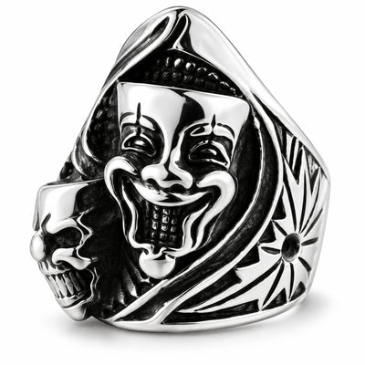 Stainless Steel Joker Face Skull Biker Ring