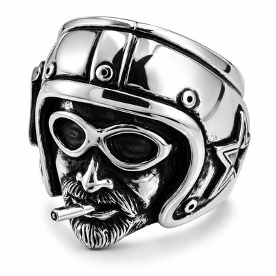 Stainless Steel Ride Pilot Biker Ring
