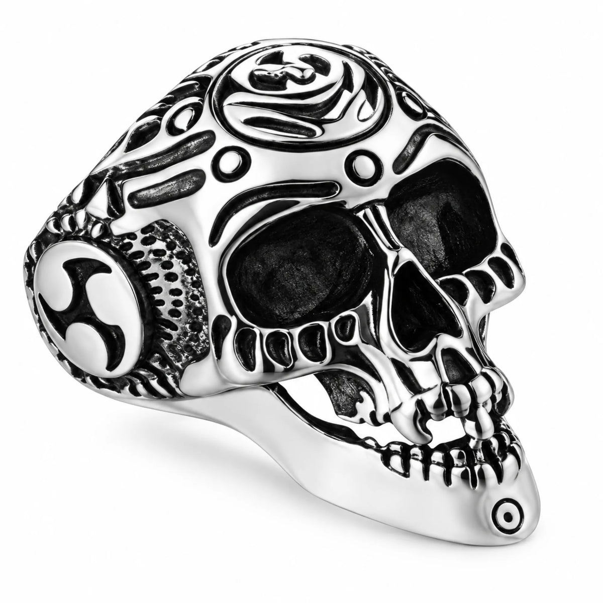 Stainless Steel Laid Back Biker Ring